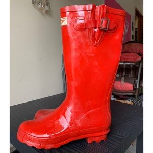 Red rain boots